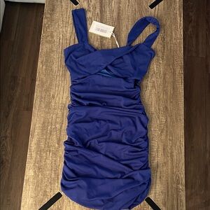 Zora Twist Dress- Runaway the label- Chic Royal Blue Mini Dress